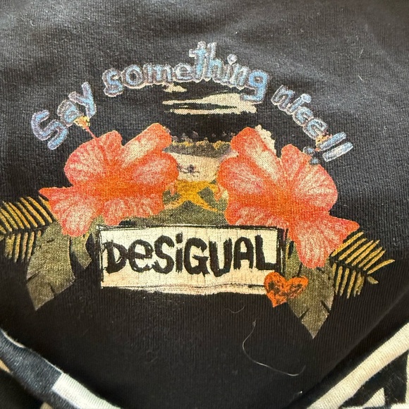 Desigual Women's Sara Draped Fitted Stripped Floral Printed Bodycon Dress Small - Picture 8 of 10